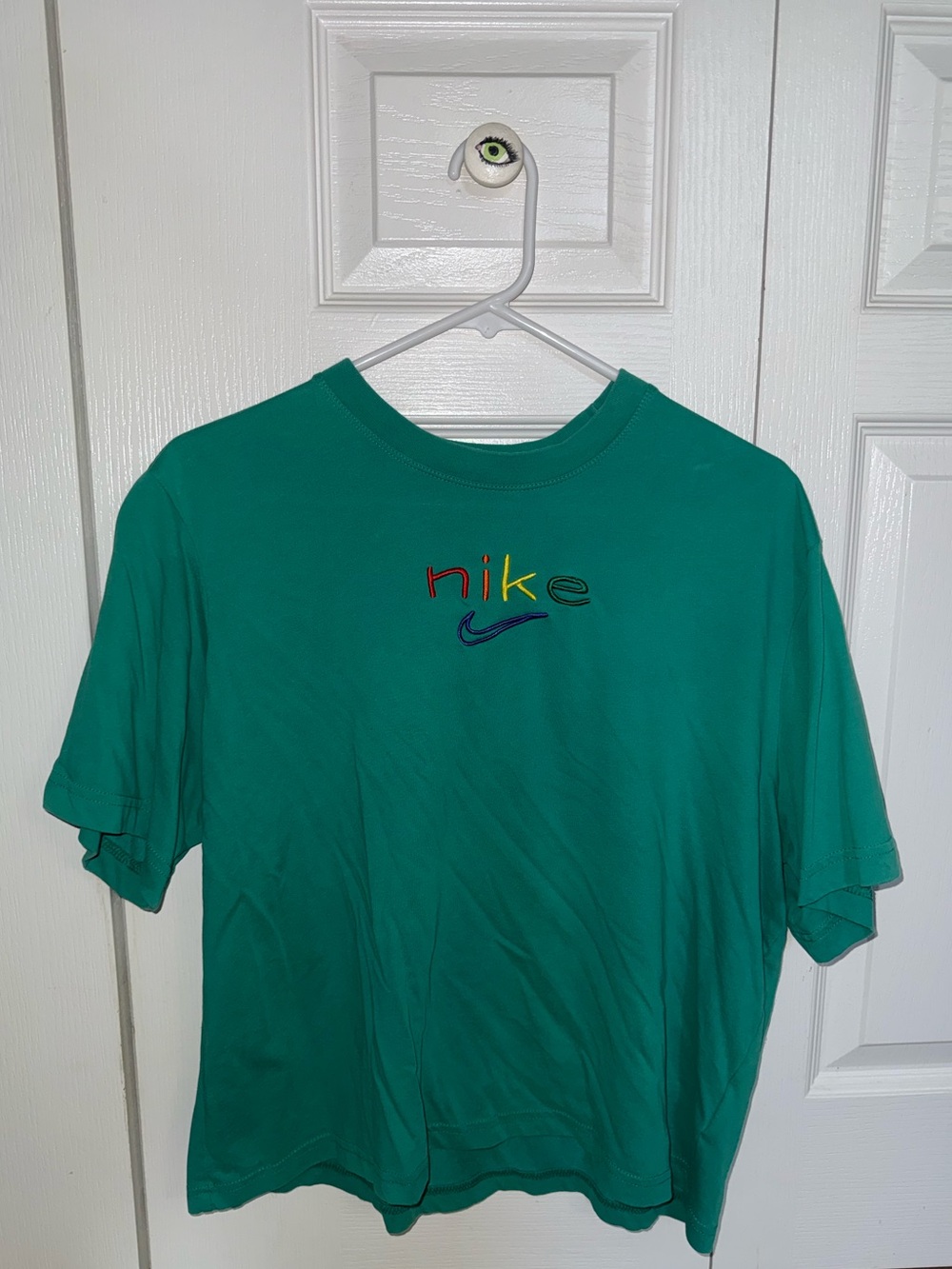 Nike Teal Short Sleeve Crewneck T-Shirt with Multicolor Logo